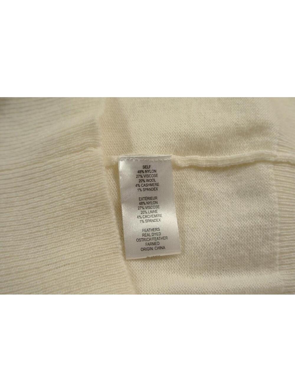 NEW, Milly Feather Cuff V-Neck Sweater in Ecru Sz S #S7603 - Picture 8 of 8